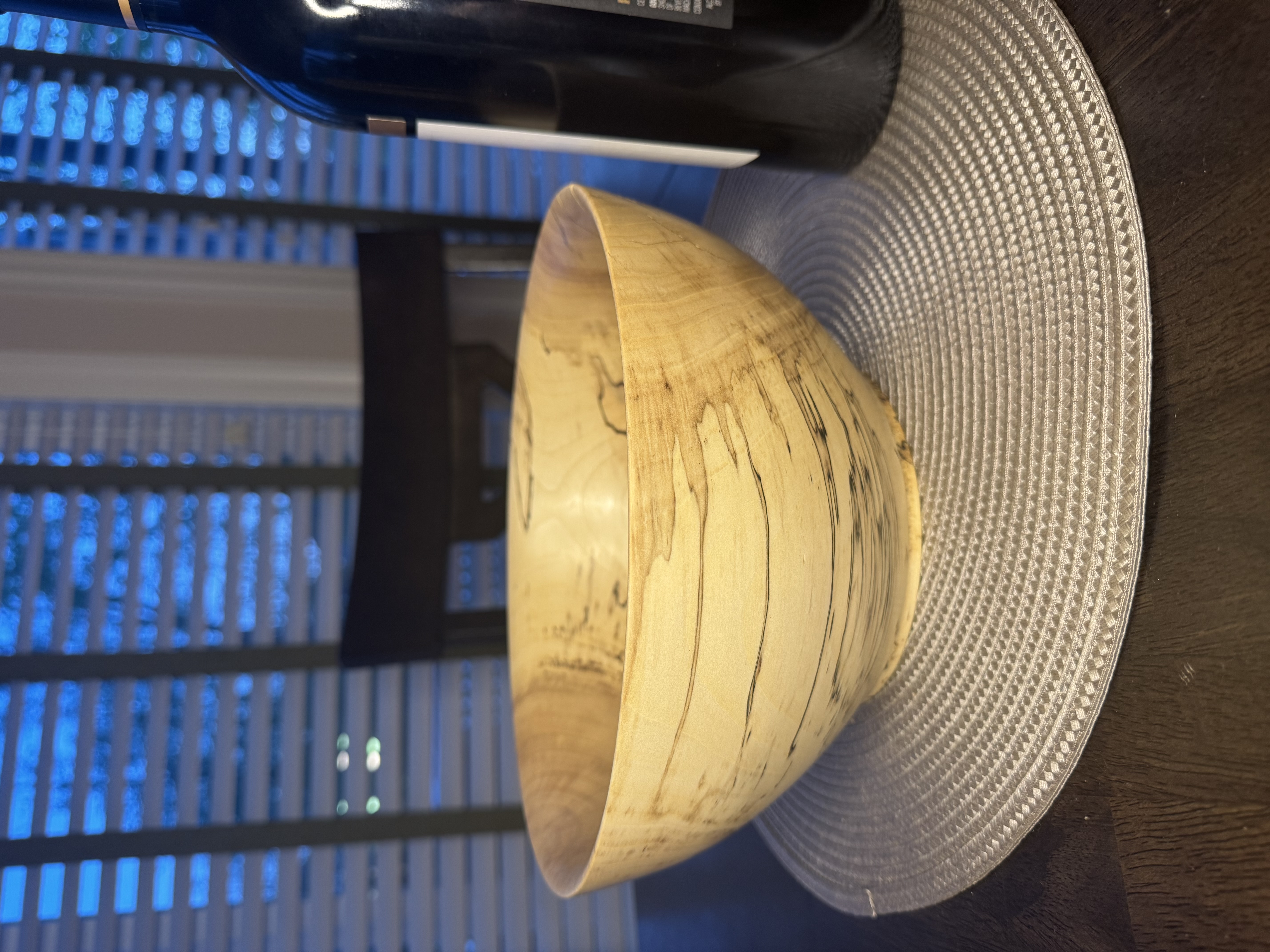 Spalted maple bowl — side profile showing zone line coverage